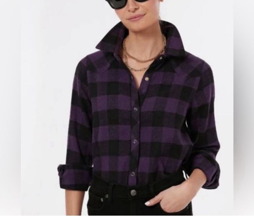 Tuckernuck NEW Purple Black Aubergine Check Chandler Flannel Button Down Size S